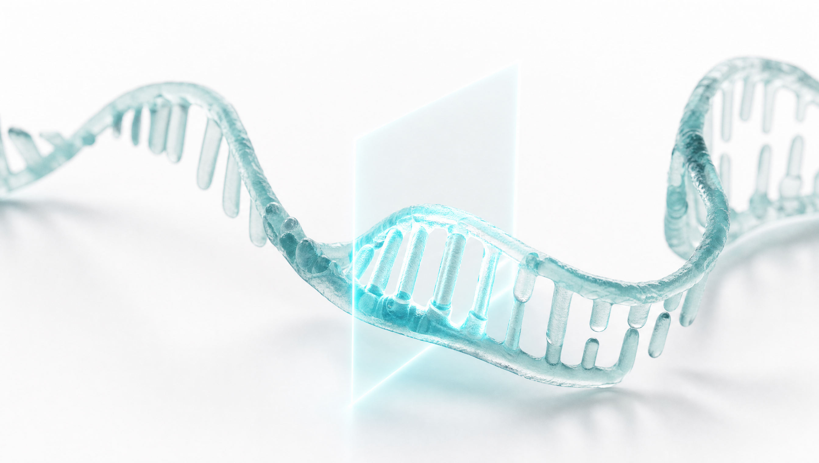 An mRNA strand illuminated as its sequence is read